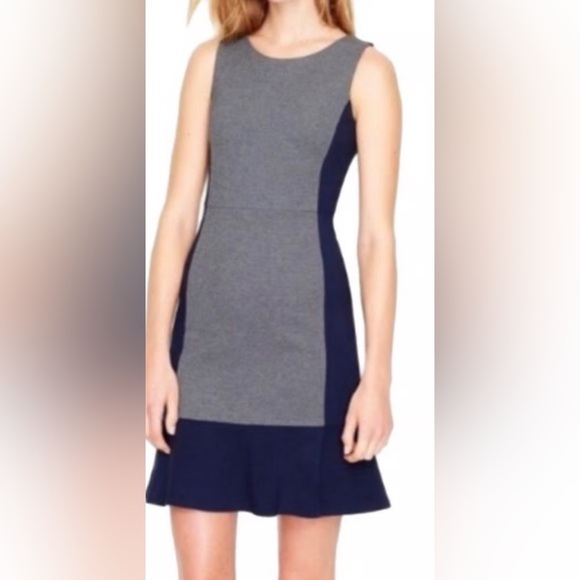J Crew Dark Blue and Grey color block dress size 4 - Picture 1 of 3